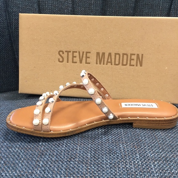 “Restock ”Steve madden Pearl flat Nude sandals C - Picture 8 of 11
